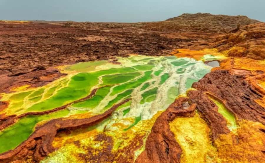 3-Day Danakil Depression A Journey into Earth’s Fiery Heart - Day 2: Dallol’s sulfur colors, salt caravans, then Erta Ale at night
